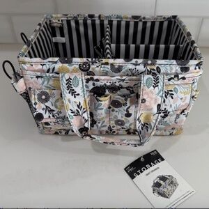 The Paper Studio Tote Scrapbook Art Craft Storage Organizer Bag Flower print